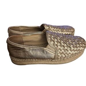 Sam Edelman Gold Leather Woven Slip-On Loafers